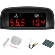 Resim Geeroyoo 2'si 1 Arada Dijital Araç Göstergesi: Su Sıcaklığı & Voltaj Ölçer 9-36v 1/8npt Sensörlü - Kamyon, Suv, Karavan, Sedan Araçlar İçin Jzr-gy 