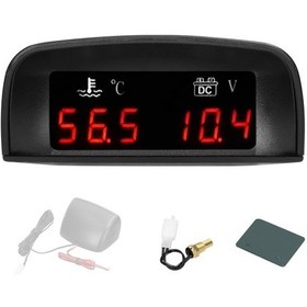 Resim Geeroyoo 2'si 1 Arada Dijital Araç Göstergesi: Su Sıcaklığı & Voltaj Ölçer 9-36v 1/8npt Sensörlü - Kamyon, Suv, Karavan, Sedan Araçlar İçin Jzr-gy 