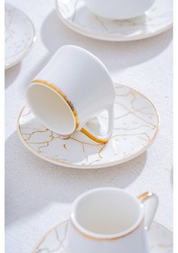 Resim Acar Milla Porselen Mermer Desen Kahve Fincan Takımı 6'lı PORJ-009625/12 