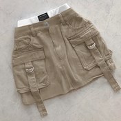 Resim Kontrast Bel Bandı ve Çoklu Cepli Kadın Yüksek Bel Günlük Şortlar - Düz Siyah Esnemez Kumaş, Makinede Yıkanabilir Her Mevsim Uygun Stil, Fonksiyonel Giysi, Dayanıklı Yazlık Giyim 