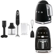 Resim Smeg Siyah Kettle-Filtre Kahve Makinesi ve El Blender Seti 