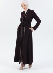 Resim Biye Detaylı Abaya Ferace Mürdüm | 206708 - 38 / Mürdüm 