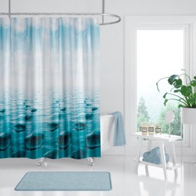 Resim Banyo Perdesi - Tek Kanat Duş Perdesi, Polyester Kumaş Duşakabin Perdesi 180x200 Cm Küvet Perdesi Tropik Home