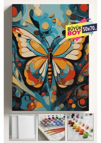 Resim Sayılarla Boyama Seti Numaralı Tuval Fırça Boya Dahil Kasnaklı Set 50x70 Cm - Kelebek 