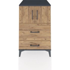 Resim Kronos Komodin Tek Raflı 2 Çekmeceli 2 Kapaklı 60X59X96 Antrasit-Çam 