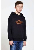 Resim Crackdown 3 Logo Baskılı Unisex Çocuk Kapüşonlu Siyah Sweatshirt Siyah 