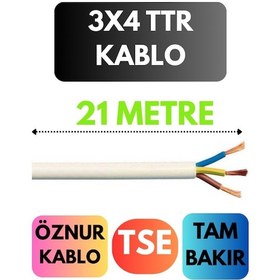 Resim Öznur 3x4 Ttr Kablo Metre Seçenekli Beyaz - 21mt 