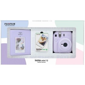 Resim Fujifilm Instax mini 12 Lila Fotoğraf Makinesi 10'lu Film ve PVC Albüm Bundle Box 