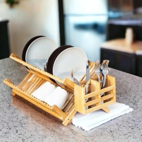 Resim PremiumPort Şık 36X46 cm Bambu Bulaşıklık (Kaşıklıklı) V1 Kahverengi 