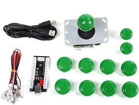 Resim Arcade DIY Kiti 30 24 Kaset Düğmesi 5P Rocker Tekli Kit Siyah USB Çekirdek Kartı Arcade Kiti Pembe (Yeşil) 