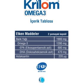 Resim Krilom Omega 3 50 Yumuşak Kapsül Balık Yağı Türkiye Menşeli Astaksantin İçeren Takviye Gıda 