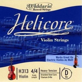 Resim D'Addario H313H Helicore 4/4 Tek Keman Teli - Heavy (Re) 