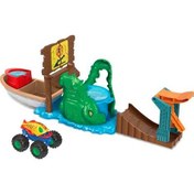 Resim Hot Wheels Monster Trucks Renk Değiştiren Araçlar Timsahtan Kaçış Oyun Seti- HGV14 