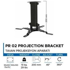 Resim Vontech PR-02 20cm Projeksiyon Tavan Askı Aparatı 