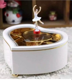 Resim Mobgift Kalp Kurmalı Müzik Kutusu Beyaz 