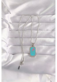 Resim 316l Çelik Gümüş Renk Mavi Mineli Tarot Kolye Çok Renkli 
