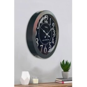 Resim Bahat Salon Ofis Duvar Saati Gri Metal Çerçeve 36 cm 
