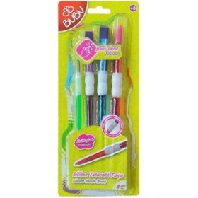 Resim Bubu Silikon Fırça Tutacaklı 4 Adet Renkli Fırça Sanatsal Kullanım İçin 