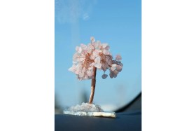 Resim AEA Pembe Kuvars Hayat Ağacı Doğal Taş Torpido Süsü 