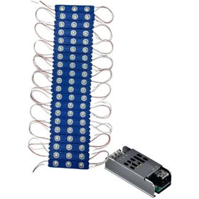 Resim 20 Adet 12 Volt 1.2 Watt 3 Lensli Mavi 2835 Smd Led Modül Ip65 5a Slim Trafo Set 