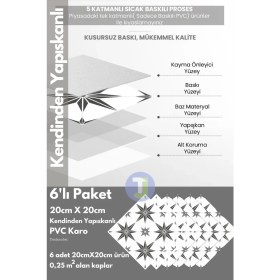 Resim Technojet Kendinden Yapışkanlı Karo Pvc Mutfak Banyo Tezgah Kaplama Sticker 6ADET 20CM×20CM 