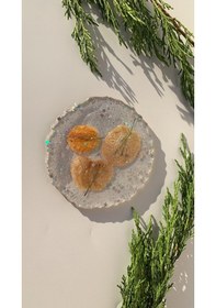 Resim Epoksi İçinde Glitter Turuncu Begonvilli Yuvarlak Bardak Altlığı Şeffaf 