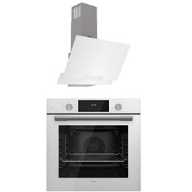 Resim Flowart Beyaz Cam 2'li Ankastre Set (QMS63CB Turbolu - D064) 