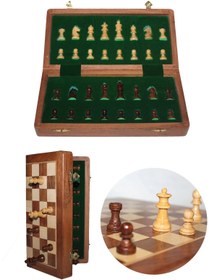 Resim MCM Group Mıknatıs Taşlı Ahşap Katlanabilir Kutulu Satranç Oyunu 17.5 cm G611 