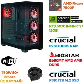 Resim Game Garaj Elite S5 AMD Ryzen 5 7500F 32GB RAM 1TB SSD RTX5070 FreeDOS Oyuncu Tavsiye Sistem 