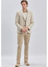 Resim İmza Bej Desenli Örme Mono Yaka Likralı 6 Drop Slim Fit Dar Kesim Casual Ceket 1002240157-bej Bej 