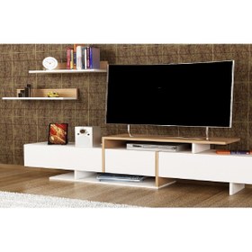 Resim Decorotika Enjo Tv Ünitesi Beyaz Teak 