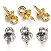 Resim 10 adet Paslanmaz Çelik Koyun Gözü Boncuk Kapakları, 4-10mm - DIY Takı Yapımı El Sanatları için İnci & Kolye Tutucular, DIY El Sanatları, Takı Desenleri, DIY Takı Yapım Aksesuarları 