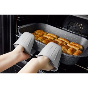 Resim HIMYHOME Silikon ELCEK Fırın Eldiveni Tutucu Isı Yalıtımlı Mikrodalga Fırın Tencere Tepsi Tutmaç 