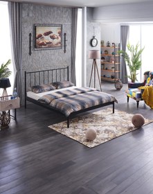 Resim Unimet Falez-st Çift Kişilik Metal Karyola-siyah (YÜKSEK BAŞLIKLI) (AHŞAP LATALI) 