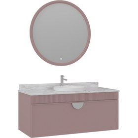 Resim Orka Molino 120 cm Asma Banyo Dolabı Takımı | Mat Pudra 