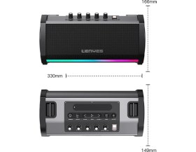 Resim Lenyes S863 Rgb Led Işıklı Mikrofonlu Tws Bluetooth Speaker Hoparlör V5.3 Siyah 