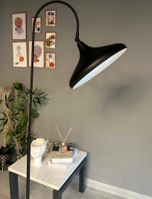 Resim Siyah 6966 Lambader Hareketli Başlık Modern Dekoratif Metal Oturma Odası Çalışma Odası Siyah 