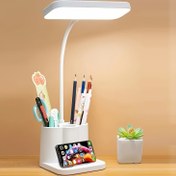 Resim Ayarlanabilir Parlaklık, USB Şarj 5V, Dokunmatik Kontrol, Cilalı Beyaz Bitiş - Okuma, Müzik, Ofis ve Çalışma için İdeal, Masa Lambası 