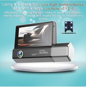 Resim Springsun Kamera Dash Cam 4ın Şeffaf Araba Dikiz Aynası Araba Video Kayıt Kamerası Araba Kamera Kaydedici Otomatik Güvenlik Sürüş 