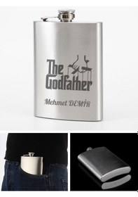Resim Kişiye Özel God Father 9 Oz Çelik Cep Matarası 266 Ml İçecek Cep Matarası Babaya Hediye Metalik 
