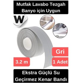 Resim Premium Su Geçirmez Sızdırmaz Yalıtım Küf Banyo Mutfak Lavabo Gri Kenar Şerit Bant 3.2m 1 Adet 
