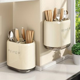 Resim 1 adet Duvara Monte Mutfak Araç Tutucu - Delme Gerektirmez, Bıçaklar, Kaşıklar, Çatalar İçin Çok Bölümlü Düzenleyici, Drenaj Tasarımı, Dayanıklı Plastik İnşaat, Ev Pişiricileri İçin Yerden Tasarruf Sağlayan Depolama Çözümü, Kamp Gereçleri | Modern Mutfak Aksesuarı | Delme Gerektirmez Kurulum, Mutfak Düzenleyicileri ve Depolama 