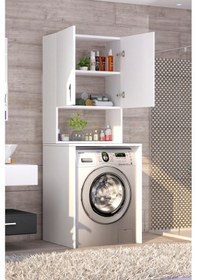 Resim Üst Dolaplı Çok Amaçlı Çamaşır Makinesi Dolabı Beyaz 