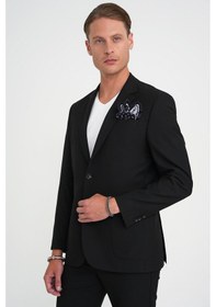 Resim Efor Slim Fit Torba Cep Esnek Pamuk Düz Siyah Blazer Ceket C 712 Siyah 