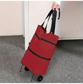 Resim Katlanabilir Tekerlekli Market Çantası,çok Amaçlı Pazar Arabası,portatif Alışveriş Bez Torbası 5517 