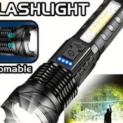 Resim USB Şarj Edilebilir LED El Feneri: Kamp, Balık Tutma, Koşu, Yürüyüş İçin Taşınabilir Yakınlaştırılabilir El Feneri - ABS Malzeme, Parlak Dış Mekan Lambası 