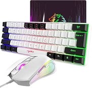 Resim XINMENG Yüzde 60 Oyun Klavyesi, PS4 Klavye Mekanik Hissi, Arkadan Aydınlatmalı Klavye ve Fare, RGB Klavye Oyun Fareleri Kombinasyonu, Kablolu Klavye Fare Oyun Seti, Fare Pedi, USB Klavye, PC Mac için - Beyaz 