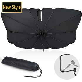 Resim 1 adet Araba Güneşlik Şemsiyesi, Hafif Fiber Kemik Yapısı Katlanabilir UV Koruma, Çoğu Araba İçin Uygun Ön Cam Isı Yalıtımı ve Gizlilik Koruma, Araba İçin Güneş Koruması | Çok Boyutlu Araba Güneşlik | Büyük Boyutlu Araba Güneşlik 
