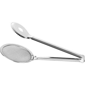 Resim Nehir Nehir Sade Süzgeçli Kızartma Maşası - Gri - 30 cm 