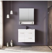 Resim Orka Nova 80 Cm Mdf Beyaz Banyo Dolabı Takımı 